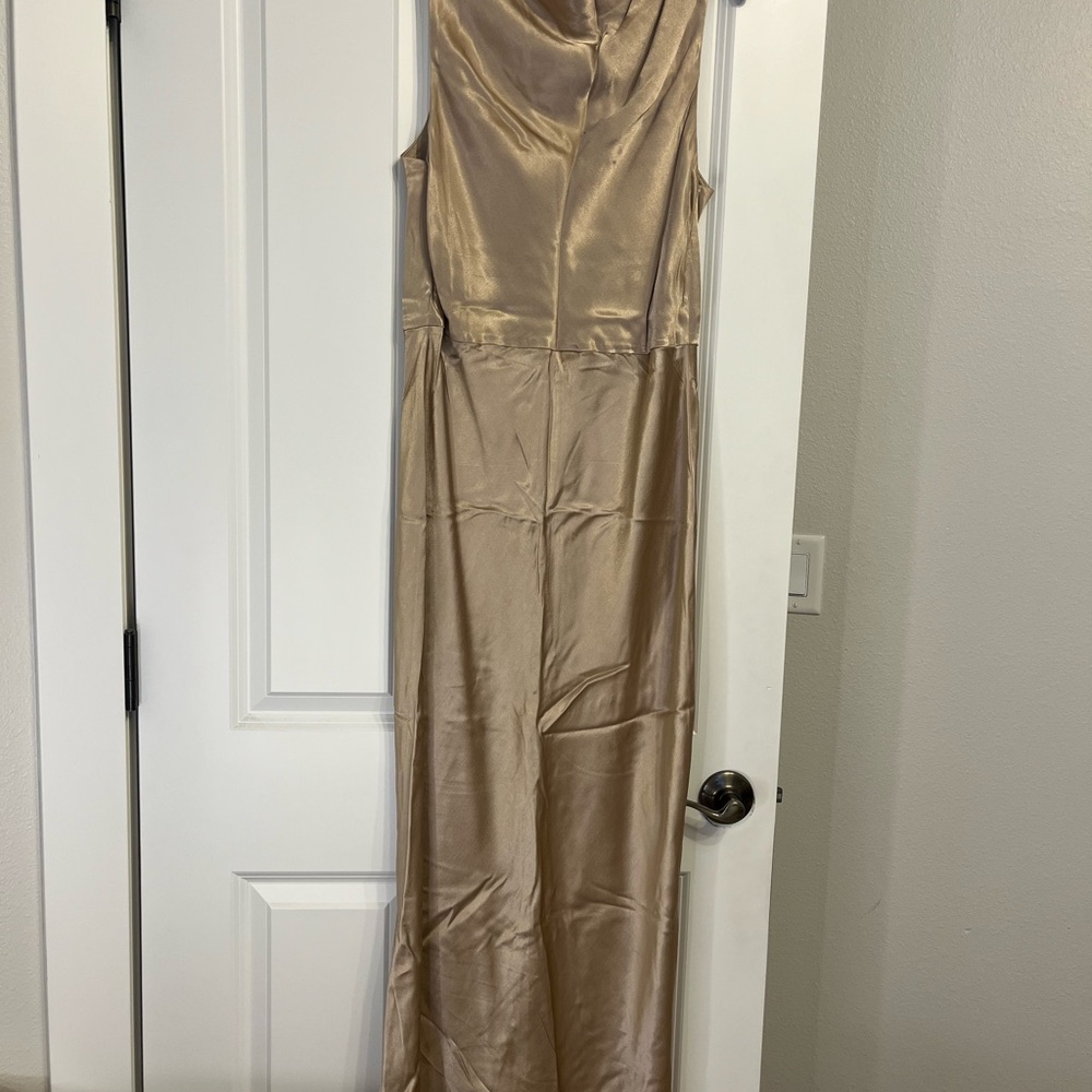 La Lune High Neck Midi Dress - gold